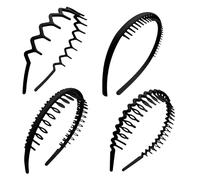 4 Piezas Con Peine De Pelo Con Dientes Tiburón Diademas Plástico,Diadema Ondulada Plástico,Diadema En Zigzag Peineta,Ondulada Deportes Cabello Aro,diademadientes Tiburón