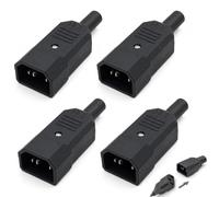 4 Piezas Conector AC 250V 10A C14 3 Pines IEC 320 Macho Enchufe Power Plug | Enchufe C14 para Cable de 0,75 mm², Conexión de Red para PC Extensión de Dispositivo Frío Equipos Eléctricos