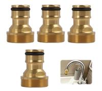 4 Piezas Conector Universal para Grifo, Adaptador Manguera Grifo de Jardín, Acoplamiento Rápido de Latón Resistente a la Corrosión,Rosca de 22mm y 24mm,1/2 y 3/4 Pulgadas,Instalación Fácil y Sin Fugas