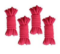 4 Piezas Cordón Retorcido de Algodón Grueso, 10 Metros de Largo, 8 mm de Espesor, Cuerda Trenzada para Tender Ropa, para Acampar, Jardinería, Canotaje, Tirar de la Cuerda, Mascota, Escalada (Rojo)