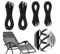 4 Piezas Cordones de Repuesto Universales, Repuesto Elásticos, Reclinables con Cordones Elásticos, Cuerda para Tumbona, Cuerdas Elásticas de Gravedad, para Gravedad Cero, Reclinables de Jardín(Negro)