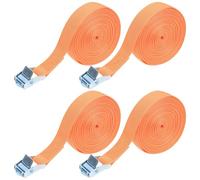 4 Piezas Correa de Amarre, Tensoras de Sujeción Correas de Carga, Cinturón de Amarre con Hebilla, para Portabicicletas Caravana - Color Naranja, 5m