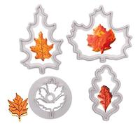 4 Piezas Cortador de Hojas de Otoño, Juego de Moldes de Hojas de Arce, Molde Duradero Lavable, Set de Cortadores para Manualidades, for Decoración de Galletas, Artesanías y Proyectos Creativos