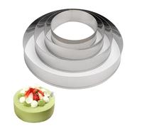 4 Piezas Cortador Galletas Anillo de Cocción de Acero Inoxidable Redondos Tartas Moldes Galletas 7.5/9.5/12/15cm, Cortadores de Galletas Anillos de Postre para Rosquillas, Donetes, Mousse, Pasteles