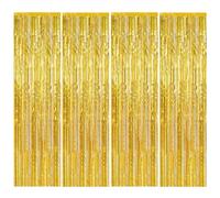 4 Piezas Cortina Dorada Fiesta,1m x 2m Cortina Cumpleaños,Cortinas de Oropel Metálico,Cortinas Decoracion Fiesta,Metallica Foil Fringe Cortinas,Cortina Flecos para Cumpleaños,Fiestas,Fondo de Fotos