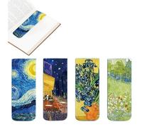 4 Piezas Creativas Pinturas Famosas del Mundo Monet Van Gogh Estilo Vintage Arte Literario Sujetalibros,Marcapáginas Creativos,Adecuado para Estudiantes,Oficina en Casa,Escuela,Pintura