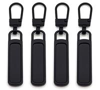 4 Piezas Cremallera Metálica de repuesto Negro mate,Cremalleras Accesorios de cremallera para ropa y mochilas Manualidades de moda Bricolaje Resistente y duradero (negro mate)