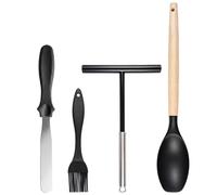 4 Piezas Crepe Spreader Set, Set Esparcidor de Crepes y Volteador Palo de Crepes y Espátulas Silicona Aptas para Lavavajillas para Preparar Crêpes y Tortitas en La Cocina