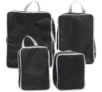 4 Piezas Cubos de Compresión para Viaje, Juego, Negro | Poliéster Ligero Cierre de Cremallera, Organizador Multifunción para Negocios y Camping, Reduce Arrugas