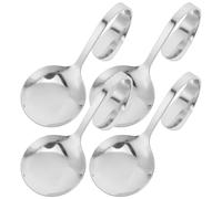 4 Piezas Cuchara de Acero Inoxidable Mango Curvo, Plata