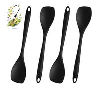 4 Piezas Cuchara Silicona Cocina, 27,5cm Mezcla Antiadherente, Cucharón de Cocina Silicona, Cuchara de Servir, Resistente al Calor Hasta 210°C para Cocinar, Hornear, Remover