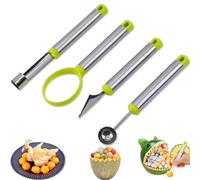 4 piezas Cuchillo para Tallar Frutas, Melon Cuchillo Tallado Fruta, Cuchara para Melón, Descorazonador de Manzanas, Cuchara Excavar Frutas, Multifunción, para Helados, Frutas Pelado, Calabaza