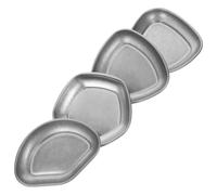 4 Piezas Cuenco para Salsa de Acero Inoxidable, Triangular, Plata | Miniplato Irregular para Aperitivos y Frutos Secos, Acabado Ligero, Uso para Servir y Guardar Sushi