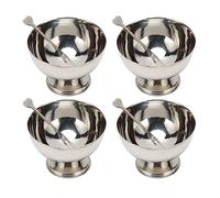 4 Piezas Cuencos para Helados, Tazas de Postre Reutilizables de Acero Inoxidable con 4 Tenedor, Cuencos con Base para Helado para Aperitivos Dulces Ensaladas Frutas