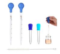 4 Piezas Cuentagotas de Pipeta Graduado 2 Pipetas de Cristal de 10 ml 2 Pipetas de Silicona de 5 ml Vidrio Pipeta con bola de goma con cepillo de limpieza para laboratorio, alimentos, medicina,escuela