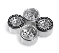 4 Piezas de 1.9 Pulgadas Rimas de Ruedas de Beadlock Extended 35 mm CUBROS COMPATIBLES con 1 Modelos de automóvil RC de 10 Escala RC como Wraith TRX6 4WD Off Road Vehicles(Silver Black)