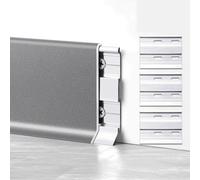 4 piezas de 125 cm impermeables de aluminio gris claro para zócalo - 80 mm para baño y cocina, moldura de pared de metal con accesorios Clete Inllat