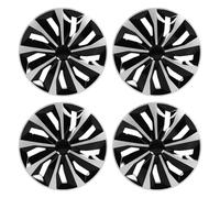 4 piezas de 15 pulgadas tapacubos cubiertas de ruedas Universal Fit ABS plástico negro plata Snap en diseño para 500 V40 Seat Clio 208 y la mayoría de los coches