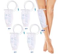 4 piezas de 750 ml de bolsas para orina con 2 correas: bolsas de drenaje de orina, bolsas colectoras de orina, bolsas de drenaje con 2 tiras, bolsas de orina con válvula y drenaje en T, bolsas de