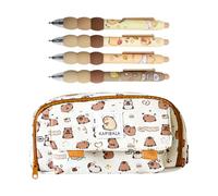 4 Piezas De Abadía De Kapibara Y Una Bolsa De Lápiz Kapibara De 1 Pieza, Papelería Capybara, Capybara -Set, Capybara -Stift, Capybara Pencil Case.
