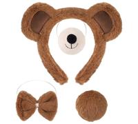 4 Piezas De Accesorios Para Cabeza De Oso, Set De Diadema Con Orejas De Oso Peludas, Nariz, Corbata Y Cola, Accesorios De Cosplay De Oso, Lindo Disfraz De Animal Teddy Para Niños, Para Suministros De