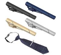 4 piezas de alfiler de corbata clásicos, alfileres de corbata para hombre, juego de clips de corbata, para el día de San Valentín, Navidad, boda, negocios, bar y uso diario, 1, Plástico, Cinabrio