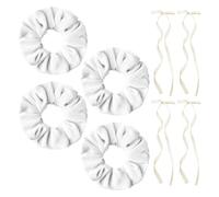 4 Piezas De Anillo De Cabello De Terciopelo Y 4 Piezas De Clip De Cinta De Reverencia, Cuerda De Cabello De Cola De Caballo Simple, Linda De Cabello, Accesorios Para El Cabello.