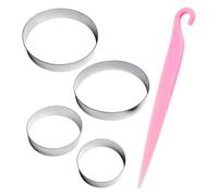 4 Piezas De Aros De Mousse De Acero Inoxidable, 1 Pieza De Cuchillo Para Desmoldar, Juego De Moldes Redondos, Molde Hueco, Plantilla De Tarta Redonda, Molde Para Envolver Dumplings