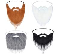 4 Piezas de Barbas Falsas Divertidas, Bigotes Falsos, Barba Falsa para Fiesta, Autoadhesivo, Novedoso, Barbas Falsas para Adultos, Niños, Adolescentes, Halloween, Disfraz pe Papá Noel