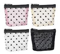 4 Piezas De Bolsa De Maquillaje Impreso, Bolsa De Almacenamiento De Malla Mini, Artículos De Tocador Portátiles, Suministros De Viaje.