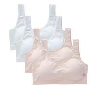 4 piezas de brasier de entrenamiento sin costuras de algodón con almohadillas, sujetadores deportivos, para pubertad, ropa interior suave y transpirable, para adolescentes, talla 8-16 años