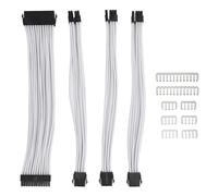 4 Piezas de Cables de extensión para Fuente de alimentación de 18 AWG, con Funda de Nailon de 30 cm, Cables de extensión de 24 Pines ATX y de 4+4 Pines para CPU, así como de 6+2 (Blanca)
