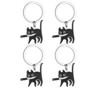 4 Piezas De Cadena De Llave De Gato Negro, Cadena De Llave De Gato De Dibujos Animados, Cole De Gato Negro, Regalo De Gato Negro, Regalo De Amantes De Los Gatos, Llavero Dulce.