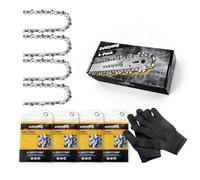 4 piezas de cadenas de sierra para espada de 25 cm, 3/8"LP 1,1 mm, 40 dientes, cadenas para motosierra incluidas guantes de protección y bolsa de almacenamiento, compatibles con Einhell GE-LC 18/25 Li