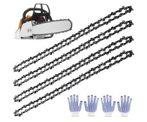 4 piezas de cadenas para motosierra Nizirioo: Cadena de motosierra con guantes, longitud de corte 35 cm, paso de la cadena 3/8", espesor del eslabón 1,3 mm, 52 eslabones, accesorio de repuesto
