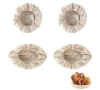 4 Piezas de Cesta de Fermentación de Lino para Pan, 2 Cestas Ovaladas y 2 Redondas, Ideal para Fermentar y Hornear Pan Casero, Con Tela Antiadherente, Fácil de Limpiar
