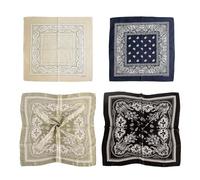 4 Piezas De Cintas Estampadas Retro, Cómodos Pañuelos Cuadrados De Seda Satinada, Pañuelos Pequeños De Moda Para Mujer Y Pañuelos Decorativos Para La Ropa.