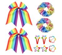 4 Piezas De Cintas Para El Cabello Arcoíris, 6 Horquillas Arcoíris, Accesorios Para El Cabello Con Lazo, Cintas Para El Cabello De Niña De Colores, Lindas Pinzas Laterales, Horquillas Rotas.
