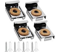 4 Piezas de Clips de Espejo Sin Marco, Soporte Espejo Pared Clips Colgar Espejo de Metal,Soportes Espejos Pared Fijación con Resorte,Soportes Fijación de Espejos con Tacos y Tornillos