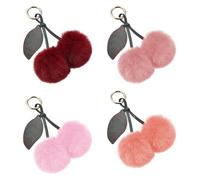 4 Piezas De Cole De Bola De Pelo De Cereza, Lindo Cole De Llavero, Cole De Bolso Creativo, Decoración De Llave De Coche, Regalo para Amigos.