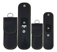 4 piezas de cortaúñas portátiles de cuero, bolsa de almacenamiento de piel, cortaúñas grande y pequeña, bolsa de cuero para el hogar, viajes, viajeros (negro)