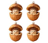 4 piezas de decoración de árbol de Navidad inastillable acrílico piña animal adorno para interiores de vehículos, adorno de exhibición de Navidad para Navidad e interiores de automóviles