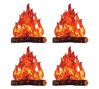4 piezas de decoración para fiesta de fuego, caja de cartón de fuego, decoración occidental, accesorios de minihoguera urbana, adecuado para Navidad, Halloween, Pascua, hoguera de campamento