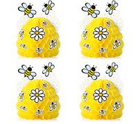 4 Piezas de Decoraciones para Fiesta de Abeja 4 Adornos de Panal de Centros de Mesa de Abejorro Amarillo con 4 Hojas de Pegatinas de Girasol Abejas para Fiesta Temática de Abejas Revelación de Género
