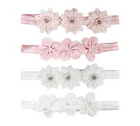 4 Piezas De Diademas Para Bebés, Lindos Accesorios Para El Cabello Para Bebés, Cintas Para El Cabello Con Pétalos De Encaje, Accesorios Para Bebés, Accesorios Para Fotos De Bebés (Blanco, Rosa).