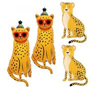 4 Piezas De Dibujos Animados De Leopardo, Globos De Decoración De Fiesta De Cumpleaños, Globos Divertidos, Globos para Niños, Lindos Globos.