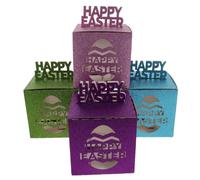 4 Piezas de Dulces para Pascua, Papel, Forma de Manualidades | Diseño Plegable Fácil, Montaje Simple, Uso Versátil, Reutilizable, para Aula y Evento, Patrones Vibrantes