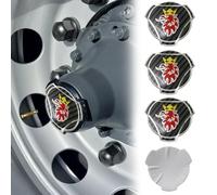 4 piezas de emblemas de aluminio Griffin para tapas centrales de ruedas de camiones Scania, con diseño de rayas en carbono