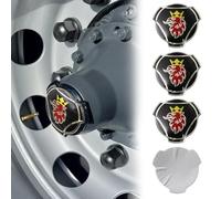 4 piezas de emblemas de aluminio Griffin para tapas centrales de ruedas de Scania Truck (negro)