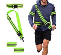 4 piezas de equipo de carreras reflectante, bandolera/cinturón/correa, cinturón reflectante de alta visibilidad, cinturón de seguridad elástico ajustable, cinturón de hebilla reflectante